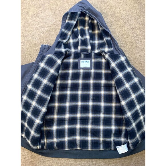 Old Navy Kids Canvas Jacket Boys L 10/12 Flannel‎ Lined Workwear Shacket Utility - Picture 2 of 9